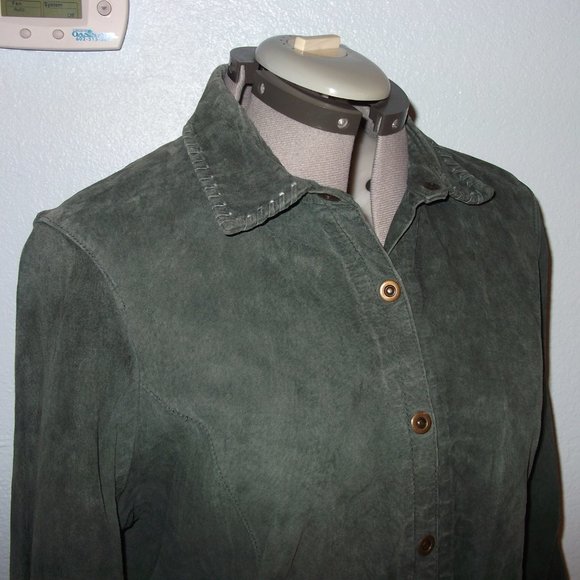 CAbi 143 Size XL 100% Leather Green Shirt Jacket - Picture 2 of 8